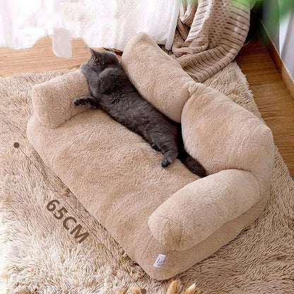 Elegant Kattsäng i Plysch – Varm och Bekväm Soffbädd för Katter och Små Hundar