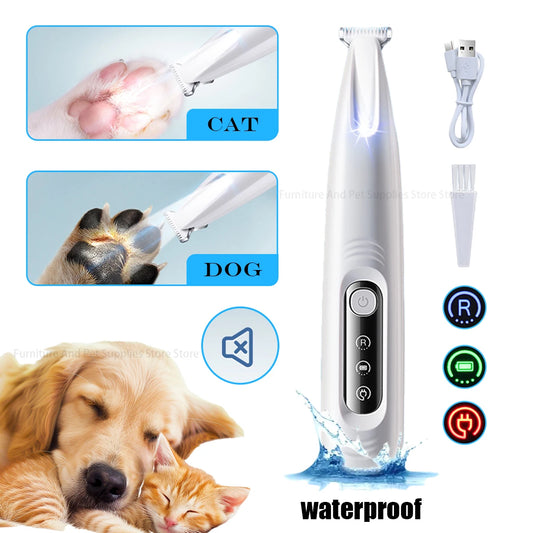 Uppladdningsbar Tass- Och Detaljtrimmer för Hundar och Katter – LED-Ljus, Display och Vattentät Design