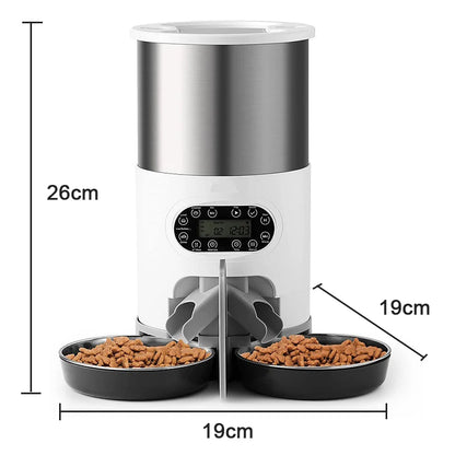 Appstyrd Automatisk Foderautomat för Katt & Hund – 4 Måltider/Dag, Röstinspelning & Sensorstyrd Matning