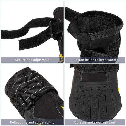 Vattentäta Hundskor – Halksäkra Gummiskor med Reflex - Skydd för Tassar i Snö & Värme – 4-pack