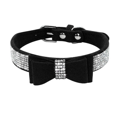Glittrigt Halsband med Strass och Rosett för Små Hundar och Katter