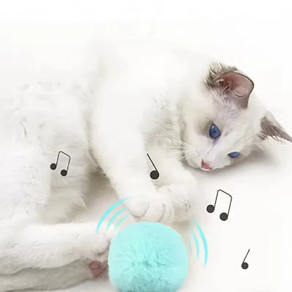 Interaktiv Kattboll i Plysch – Leksak med Ljud och Kattmynta