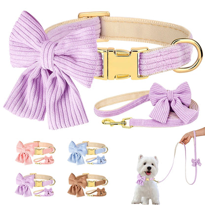 Sött Halsband och Koppelset i Sammet för Små till Medelstora Hundar
