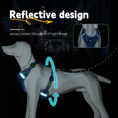 Reflekterande Hundsele med Nättyg – Bekväm & Säker Sele med Matchande Koppel