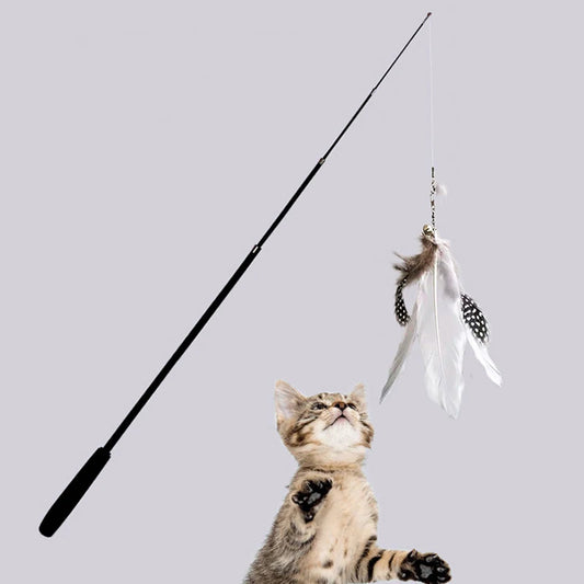 Kattspö Teleskopiskt Extra Långt 180 cm med Fjäder