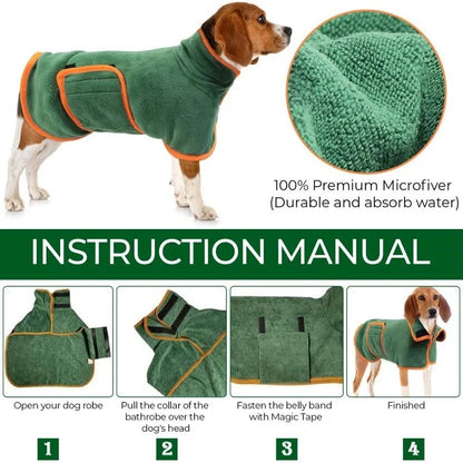 Hundbadrock av Microfiber för Små till Stora Hundar