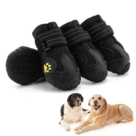 Vattentäta Hundskor – Halksäkra Gummiskor med Reflex - Skydd för Tassar i Snö & Värme – 4-pack