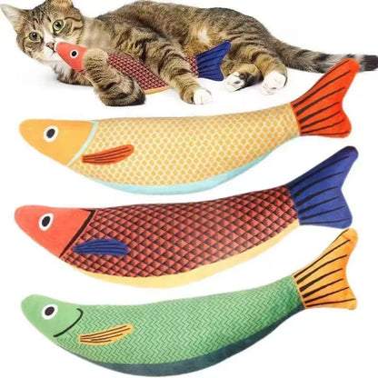 Kattleksak med Kattmynta - Interaktiv Plysch Fisk