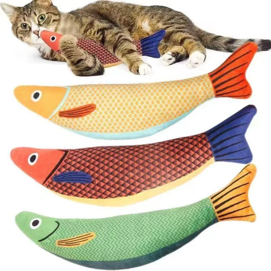 Kattleksak med Kattmynta - Interaktiv Plysch Fisk