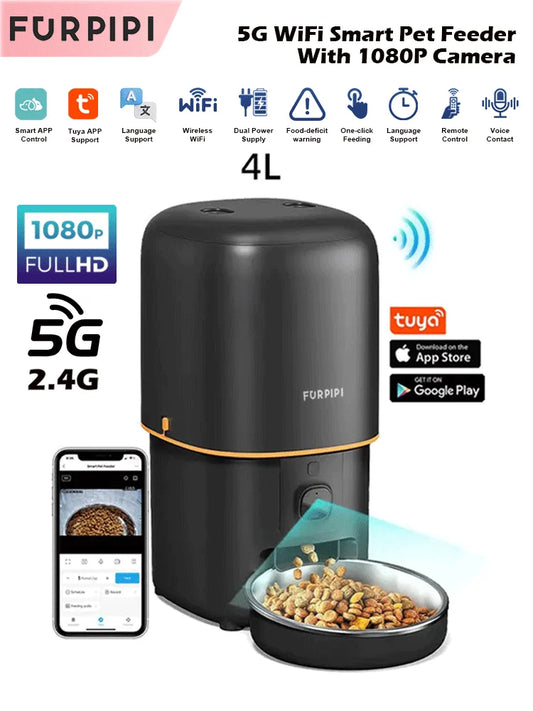 smart automatisk fodermatare med kamera och appstyrning för hund och katt