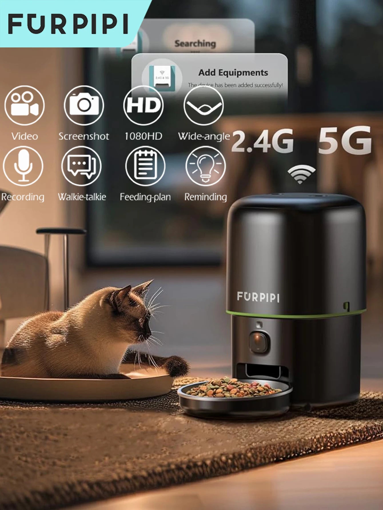 smart automatisk fodermatare med kamera och appstyrning för hund och katt