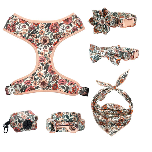 handgjort set i boho blommigt mönster med avtagbar blomma