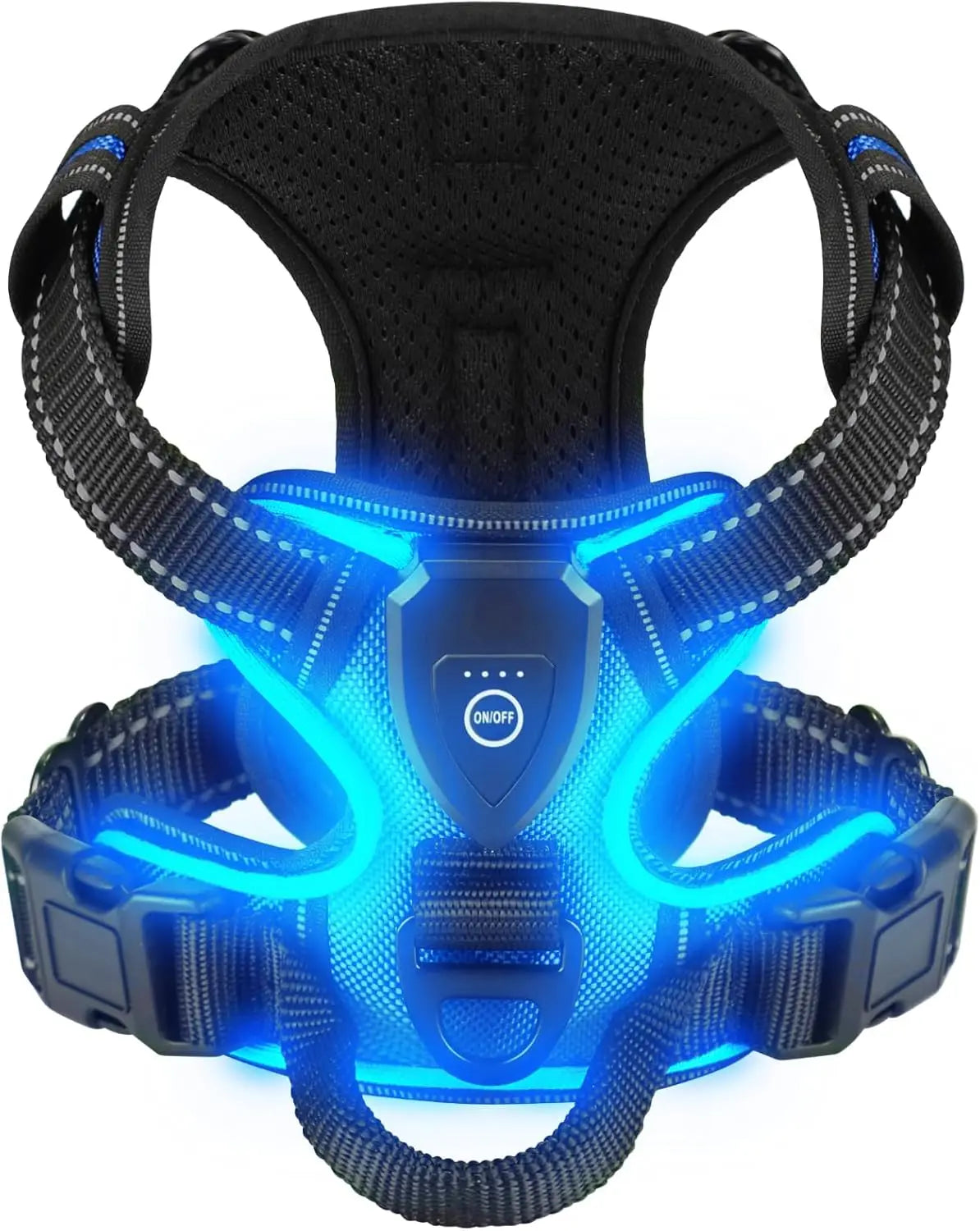 innovativ led-sele för hund med reflekterande sömmar och tre ljuslägen