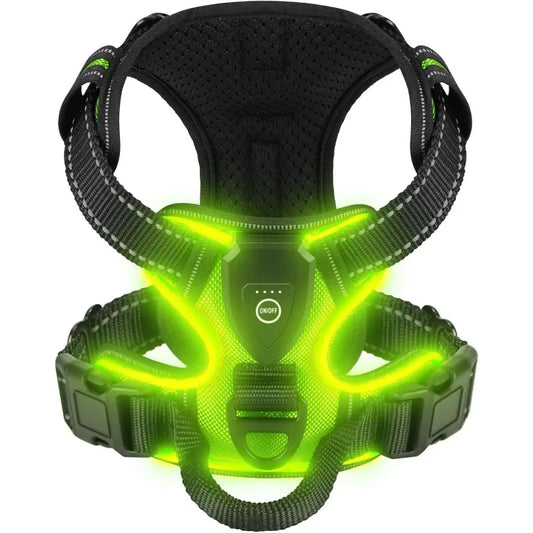 innovativ led-sele för hund med reflekterande sömmar och tre ljuslägen