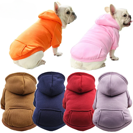 Varm Vinterhoodie för Hund – Mjuk Fleecejacka med Huva &amp; Ficka för Små till Medelstora Raser